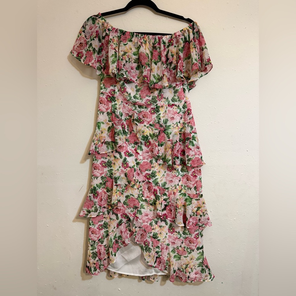 Wayf Floral Print Dress with Ruffle Accents